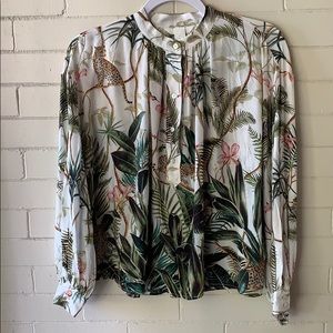 H&M Multicolor Cheeta Tropical Print Blouse